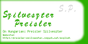 szilveszter preisler business card